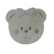 Iron-on Patch - Teddy Bear Face - Pink